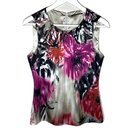 Elie Tahari "Jenna" Silk-Blend Floral Print Tank Top Shell, Dressy, Size Small - Picture 1 of 9
